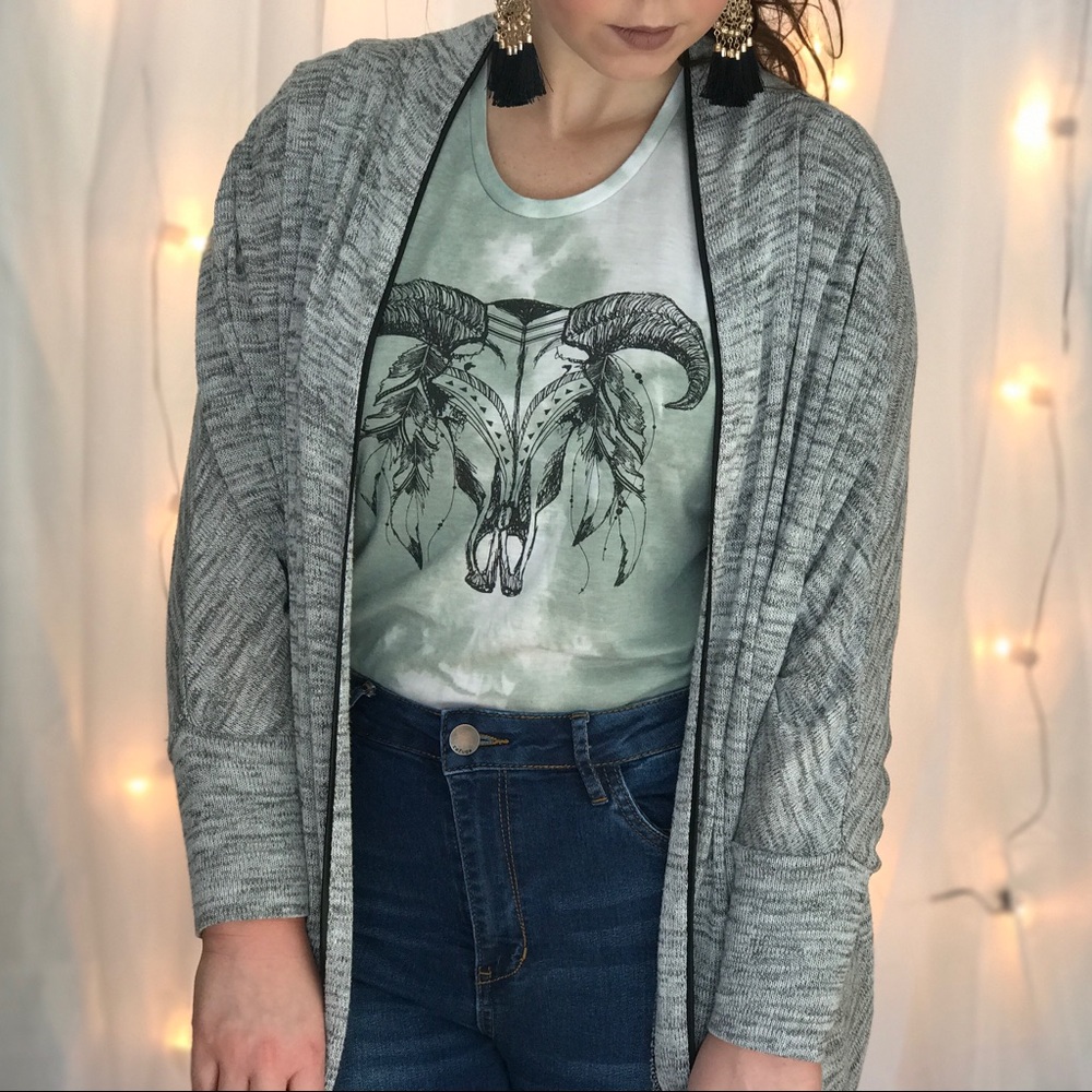 Long Gray Thin Cardigan
